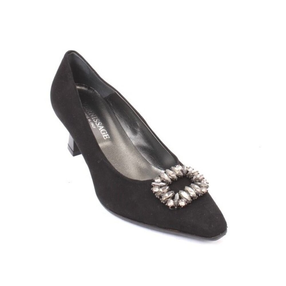 Vernissage 23083 Black Suede Pointy Heel Pumps